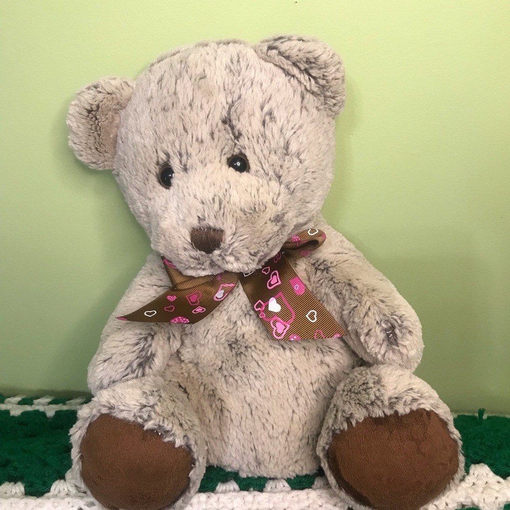 Homerbest 12" Valentine Teddy Bear Plush Stuffed Animal Toy Two Tone Brown Soft